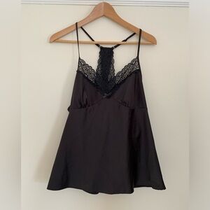 Ambrielle Black satin and lace camisole set size M